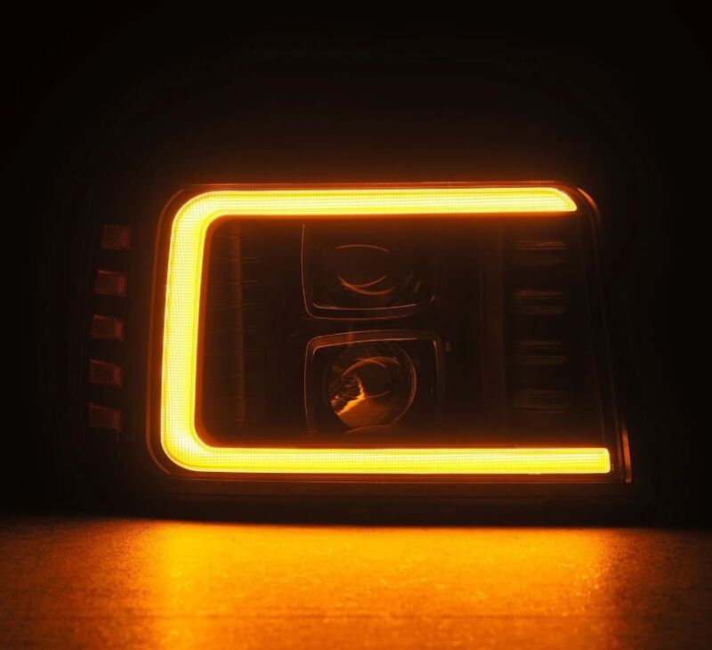 1992-1996 Super Duty Bronco Luxx-Series Projector Black Headlights Sequential Signal Switchback DRL - View 3 | Dirty Garage