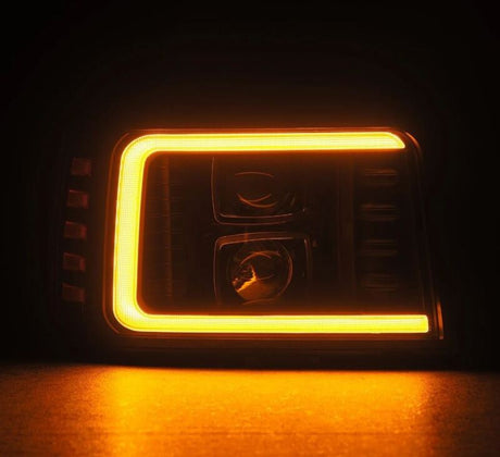 1992-1996 Super Duty Bronco Luxx-Series Projector Black Headlights Sequential Signal Switchback DRL - View 3 | Dirty Garage