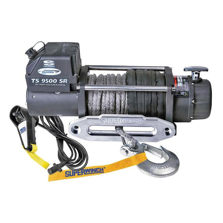 Universal 9500 LB 12V DC Tiger Shark Winch w/ Synthetic Black Rope | Dirty Garage