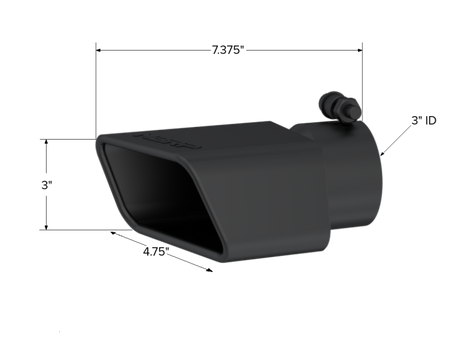 Universal 4.75" x 3" Rectangle Angled Cut Tip Black - View 2 | Dirty Garage