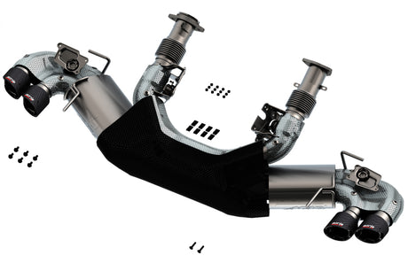 Borla 2020 Chevrolet Corvette C8 6.2L ATAK 3in Exhaust System Dual Round Angle Cut Carbon Fiber Tips | Dirty Garage