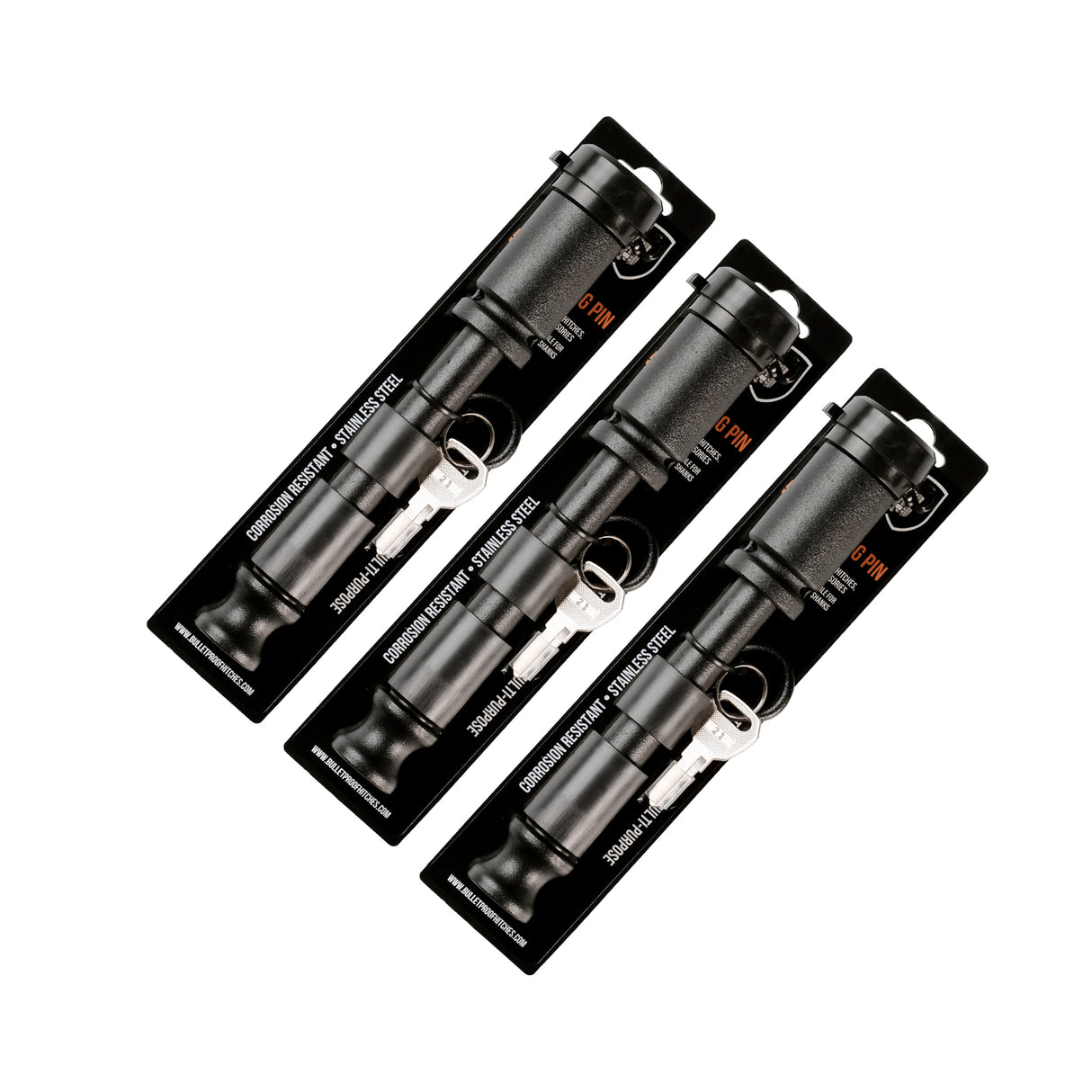 BulletProof Black Ops 5/8" Locking Pin, 3-Pack Keyed Alike (BLACKBPLP3)
