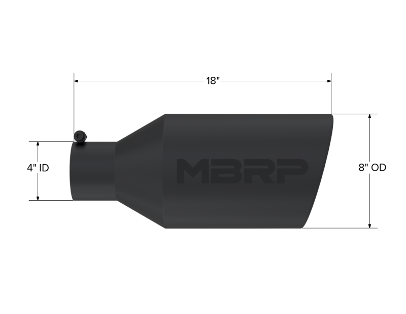 Universal Tip 8" OD Rolled End 4" Inlet 18" Length Black - View 5 | Dirty Garage