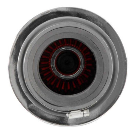 Universal Air Filter Chrome Round Tapered Red - 4in Flange ID x 1.125in Flange Length x 9.5in H - View 16 | Dirty Garage