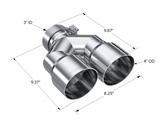 Universal 3" ID Dual 4" OD Staggered Single Wall T304 SS Exhaust Tip - View 3 | Dirty Garage