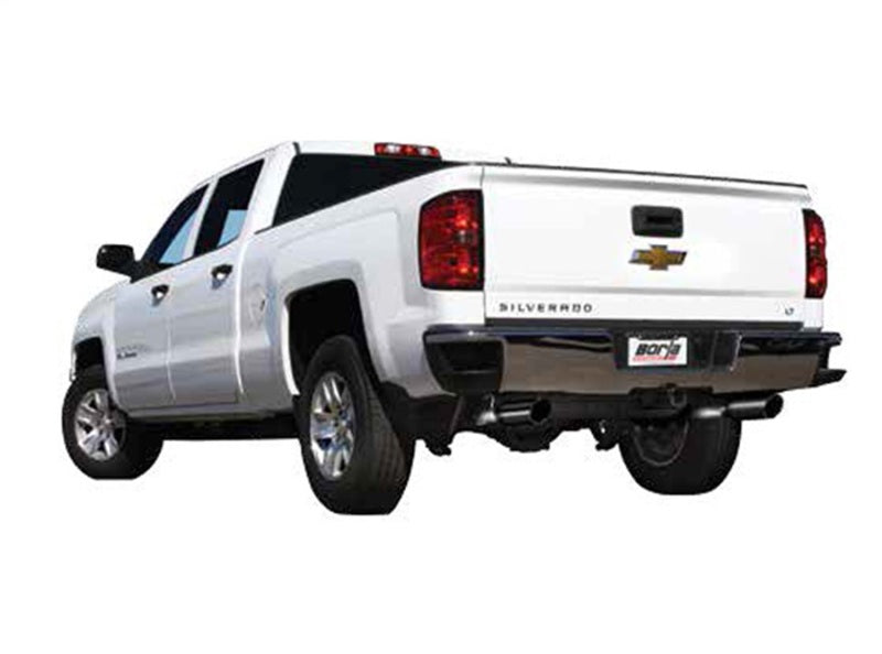 Borla 14 Sierra 1500 C/B S-Type Exhaust/2.75in Into Dual 2.25in Out 4in Split Rear Exit-Black Chrome - View 5 | Dirty Garage