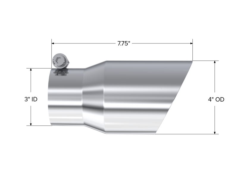 Universal 4" OD Dual Wall Angled Tip 3" Inlet 8" Length T304 - View 3 | Dirty Garage