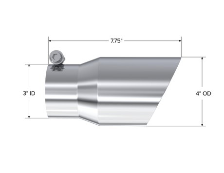 Universal 4" OD Dual Wall Angled Tip 3" Inlet 8" Length T304 - View 3 | Dirty Garage