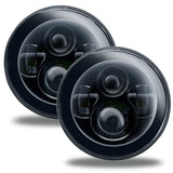 Universal 7" High Powered LED Headlights Black Bezel No Halo | Dirty Garage