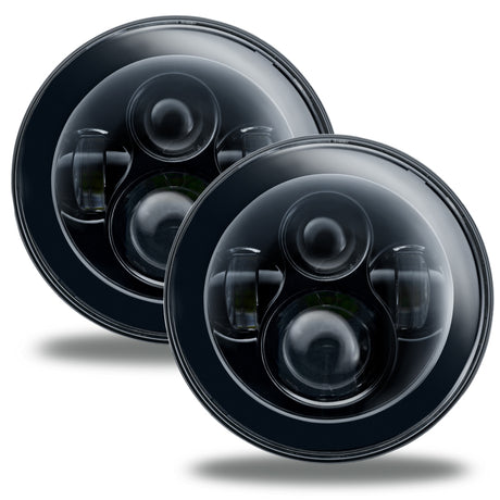 Universal 7" High Powered LED Headlights Black Bezel No Halo | Dirty Garage