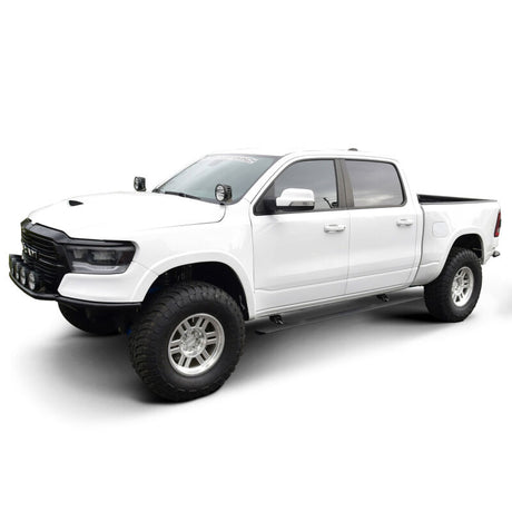 2019-2026 RAM 1500 Crew Cab Pro-E Series Black Powered Running Boards - View 2 | Dirty Garage