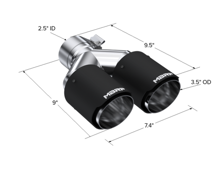 Universal Carbon Fiber Dual Tip 3.5" OD 2.5" Inlet - View 2 | Dirty Garage