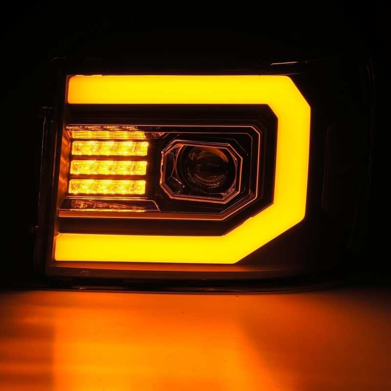 2007-2013 GM 1500 Luxx-Series LED Projector Headlight Jet Black with Active Light and Sequential Signal DRL - View 3 | Dirty Garage