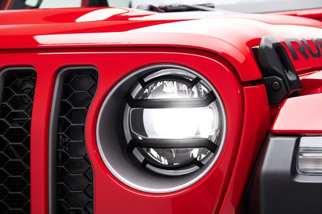Rugged Ridge 18-20 Jeep Wrangler JL / 2020 Jeep Gladiator JT Black Elite Headlight Guards Black - View 3 | Dirty Garage