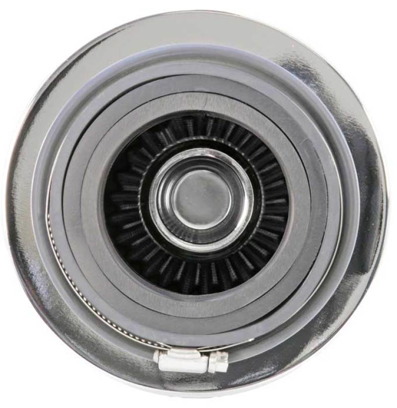 Universal Filter Chrome Round Tapered White - 4in Flange ID x 1.125in Flange Length x 5.5in H - View 11 | Dirty Garage