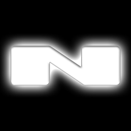 Universal Illuminated LED N Letter Badges Matte White Surface Finish - View 2 | Dirty Garage