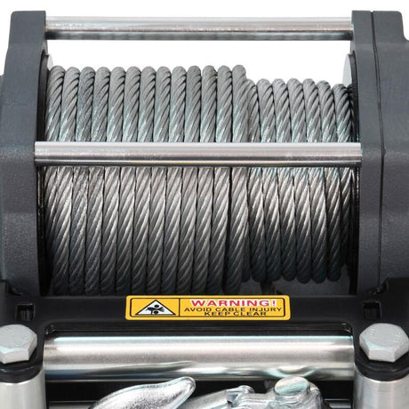 Universal Terra 4500 12V DC Winch w/ Gray Textured Steel Wire Rope - View 3 | Dirty Garage