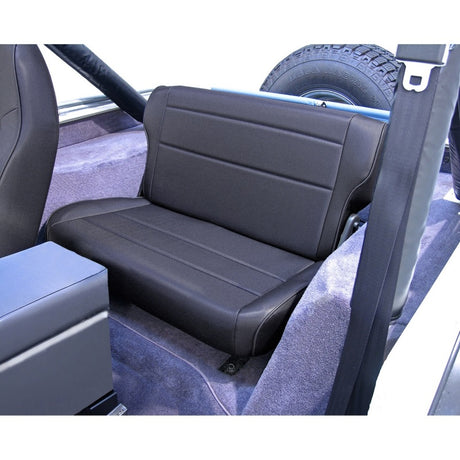 Rugged Ridge Fold&Tumble Rear Seat Black Denim 76-95 Jeep CJ / Jeep Wrangler - View 2 | Dirty Garage