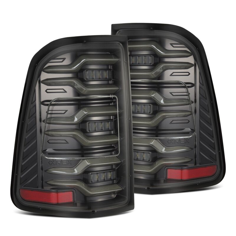 2019-2021 Ram 1500 Luxx-Series LED Tail Lights Alpha Black w Active Light Sequential Signal - View 2 | Dirty Garage