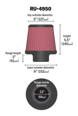 Universal Filter Universal Rubber Filter 2 1/2 inch Flange 6 inch Base 5 inch Top 5 1/2 inch Height - View 4 | Dirty Garage