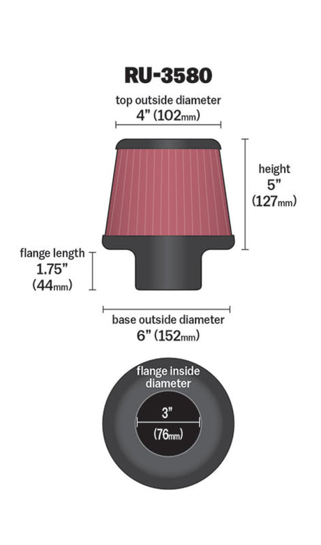 Universal Filter Universal Rubber Filter 3 Inch Flange 6 inch Base 4 inch Top 5 inch Height - View 14 | Dirty Garage