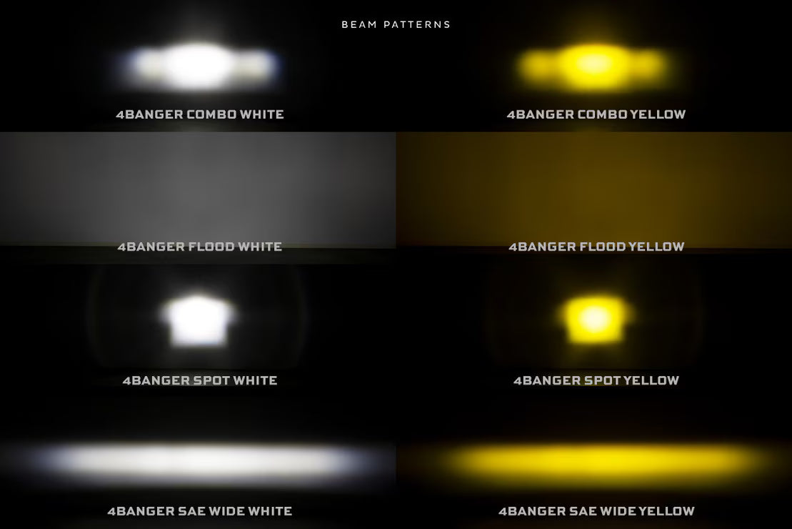 Universal 2.0 NCS 4Banger LED Yellow Pod Set (BAF006.2Y) - View 5 | Dirty Garage