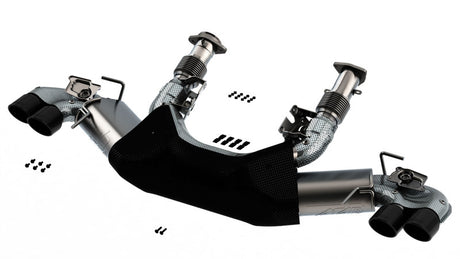 Borla 2020 Chevrolet Corvette C8 6.2 ATAK 3in Exhaust System Dual Round Rolled A/C Black Chrome Tips - View 4 | Dirty Garage
