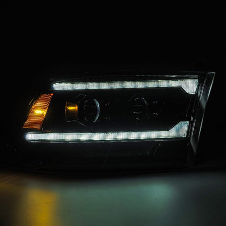 2009-2016 Ram HD Luxx-Series LED Projector Headlight Plank Style Alpha Black Activation Light Sequential Signal DRL - View 3 | Dirty Garage