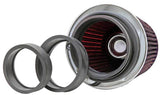 Universal Air Filter Chrome Round Tapered Red - 4in Flange ID x 1.125in Flange Length x 5.5in H - View 18 | Dirty Garage