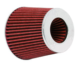 Universal Air Filter Chrome Round Tapered Red - 4in Flange ID x 1.125in Flange Length x 5.5in H - View 4 | Dirty Garage