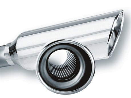 Borla 2.25in Inlet 4in Round Rolled Angle Cut Resonated x 13in Long Exhaust Tip - View 2 | Dirty Garage