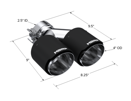 Universal Carbon Fiber Dual Tip 4" OD 2.5" Inlet - View 3 | Dirty Garage