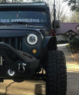 Universal 7" High Powered LED Headlights Black Bezel White - View 8 | Dirty Garage