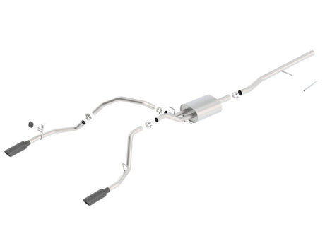 Borla 14 Silv/Sierra C/B Exhaust ATAK 1500 5.3L V8 AT/MT 2&4WD Ext Cab (78.7) WB - Black Chrome - View 4 | Dirty Garage