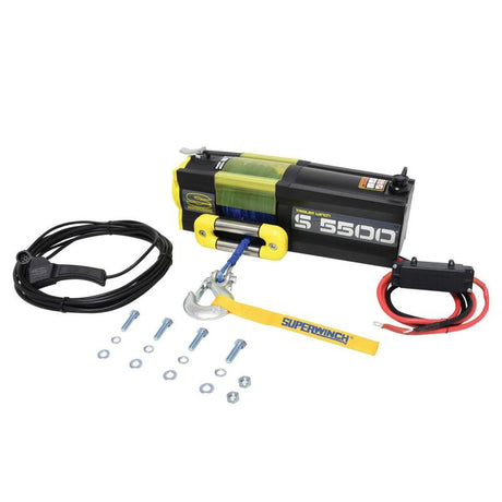 Universal S5500SR 12V DC Winch w/ Yellow Synthetic Rope - View 4 | Dirty Garage