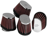 Universal Chrome Oval Tapered Air Filter - 2in Flg ID x 4in OS L 3in OS W x 2.75in H - View 2 | Dirty Garage