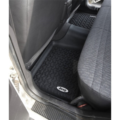 Rugged Ridge Floor Liner Rear Black 1984-2001 Jeep Logo Cherokee XJ - View 5 | Dirty Garage