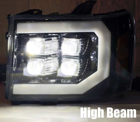2007-2013 GM HD Nova-Series LED Projector Jet Black Headlights Active Light Sequential Signal DRL - View 5 | Dirty Garage
