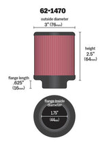 Universal 1.75 inch Vent 3 inch D 2.5 inch H Air Filter - Rubber Top - View 3 | Dirty Garage