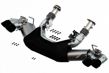 Borla 2020 Chevrolet Corvette C8 6.2L S-Type Exhaust System Dual Round Rolled A/C Black Chrome Tips | Dirty Garage