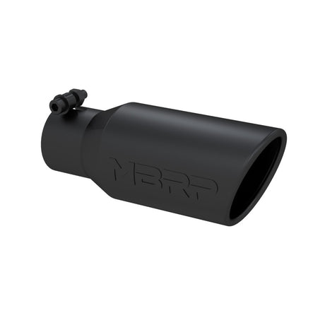 Universal Angled Rolled End Tip 4" OD 2-3/4" Inlet 10" Length Black - View 2 | Dirty Garage