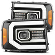 2007-2013 GM 1500 Luxx-Series LED Projector Headlight Jet Black with Active Light and Sequential Signal DRL | Dirty Garage