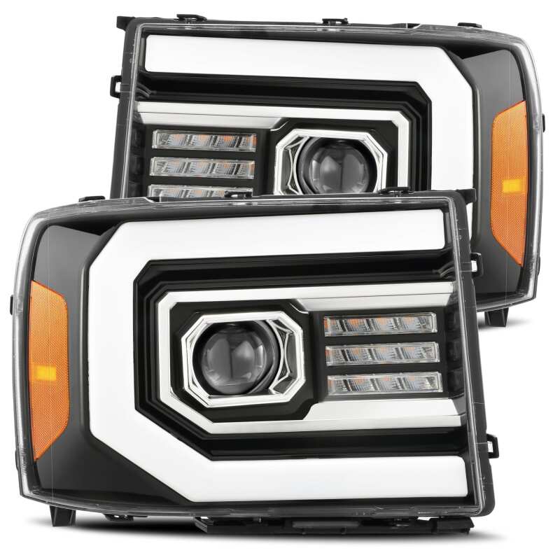 2007-2013 GM 1500 Luxx-Series LED Projector Headlight Jet Black with Active Light and Sequential Signal DRL | Dirty Garage