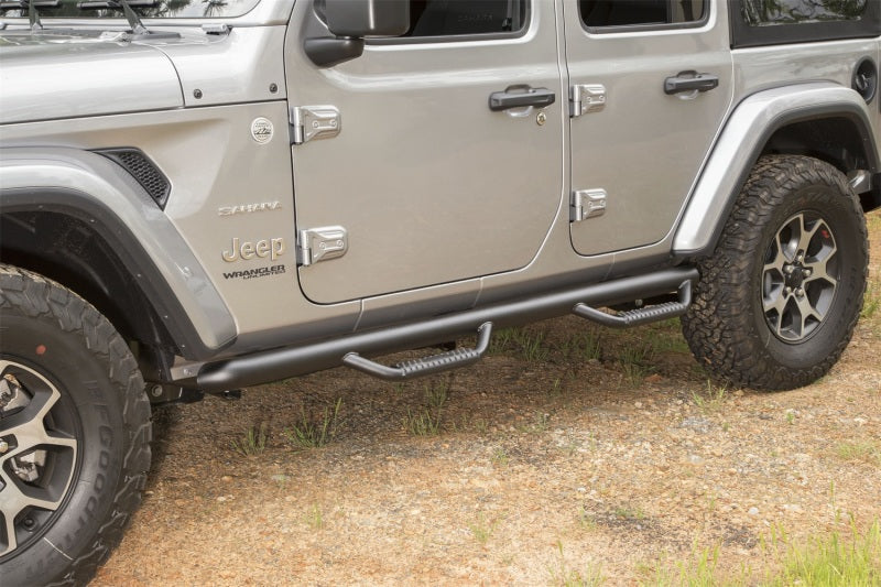 Rugged Ridge Spartan Nerf Bar Textured Black 18-20 Jeep Wrangler JL 4 Door - View 4 | Dirty Garage