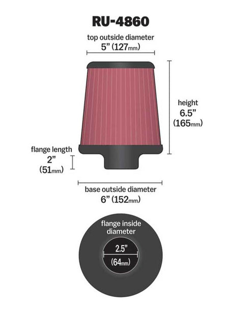 Universal Filter Universal Rubber Filter 2 1/2 inch Flange 6 inch Base 5 inch Top 6 1/2 inch Height - View 13 | Dirty Garage