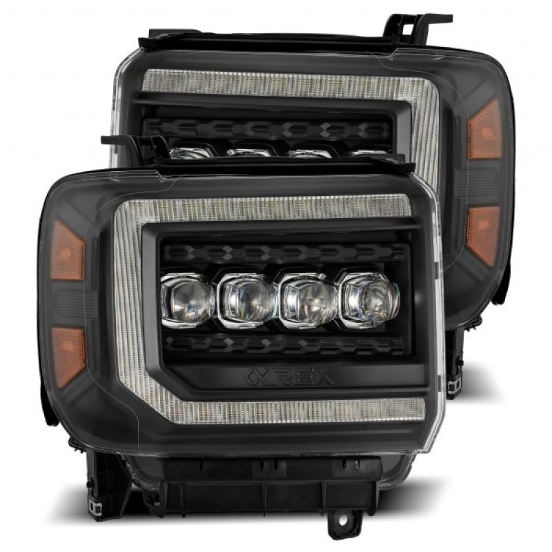 2014-2018 GM HD Nova-Series LED Projector Black Headlights Active Light Sequential Signal DRL - View 6 | Dirty Garage