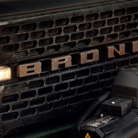 2021+ Bronco Grille Lettering Overlay Kit - Bronze - View 5 | Dirty Garage
