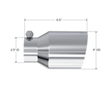 Universal T304 SS Tip 4" OD 2.5" Inlet 6.5" L - View 4 | Dirty Garage