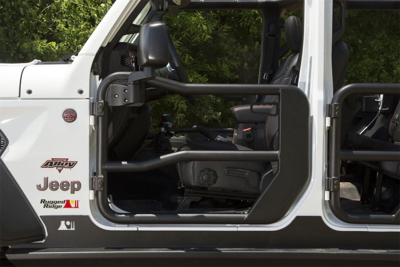 Rugged Ridge Fortis Front Tube Doors with Mirrors 18-23 Jeep Wrangler JL/JT - View 3 | Dirty Garage