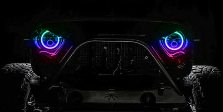 Universal 7" High Powered LED Headlights Black Bezel ColorSHIFT BC1 - View 10 | Dirty Garage